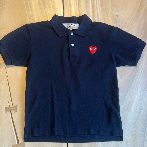 Comme des Garcons PLAY Junior Boys NAVY Polo Shirt - Size Small - Picture 2 of 3